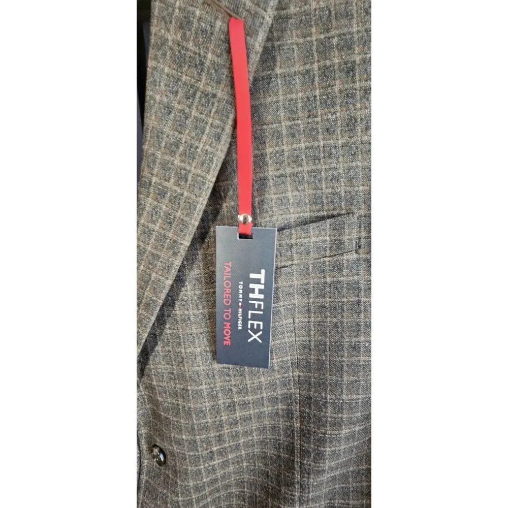 NWT Tommy Hilfiger TREVOR‎ THEFLEX sport coat charcoal brown 44REG